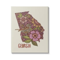 Stupell Industries Intricate Georgia State Bird & Flower Detailed Floral Design Graphic Art Gallery Wrapped Canvas Print Wall Art, Design by Valentina Harper