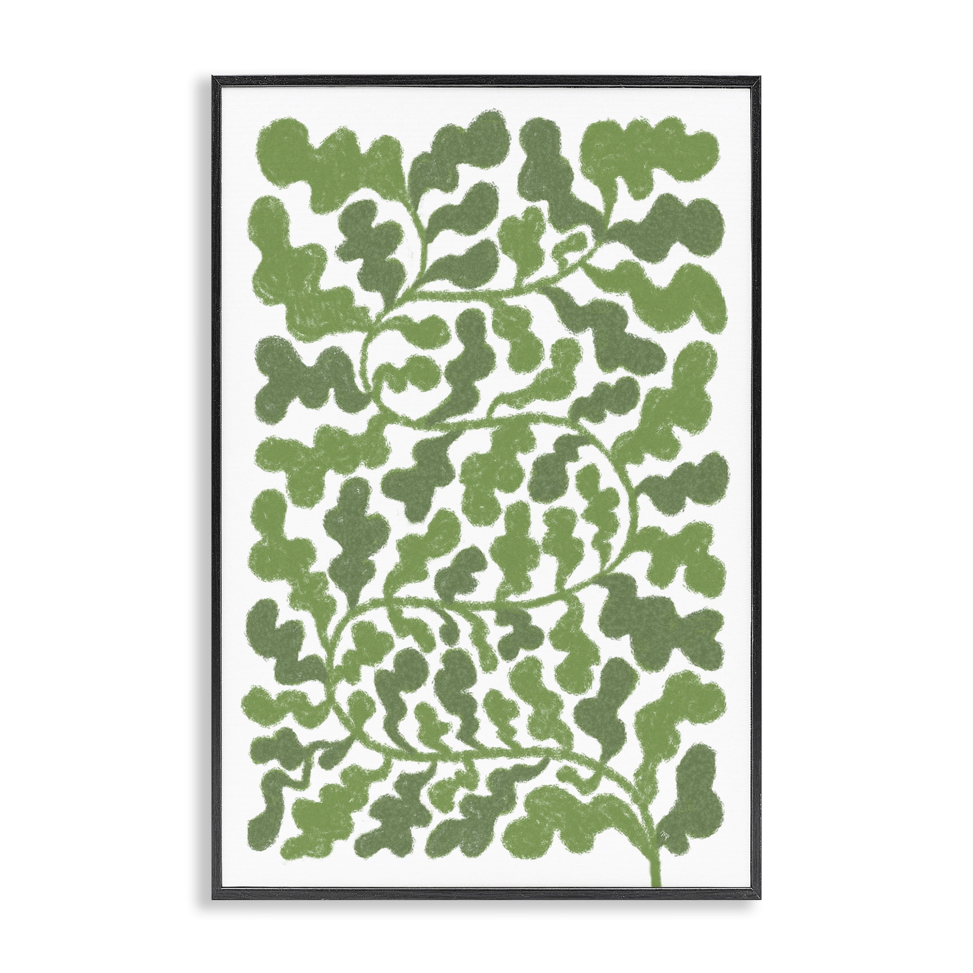 Stupell Industries Intricate Green Vine Pattern Floral & Botanical Painting Black Framed Art Print Wall Art, 12 x 18