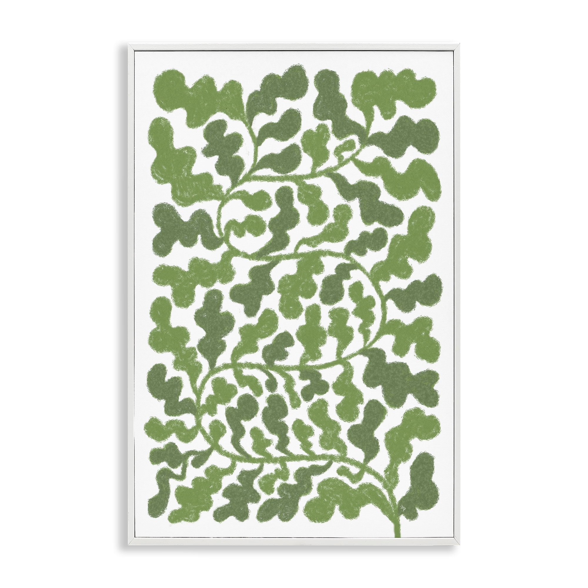 Stupell Industries Intricate Green Vine Pattern Floral & Botanical Painting White Framed Art Print Wall Art, 16 x 24