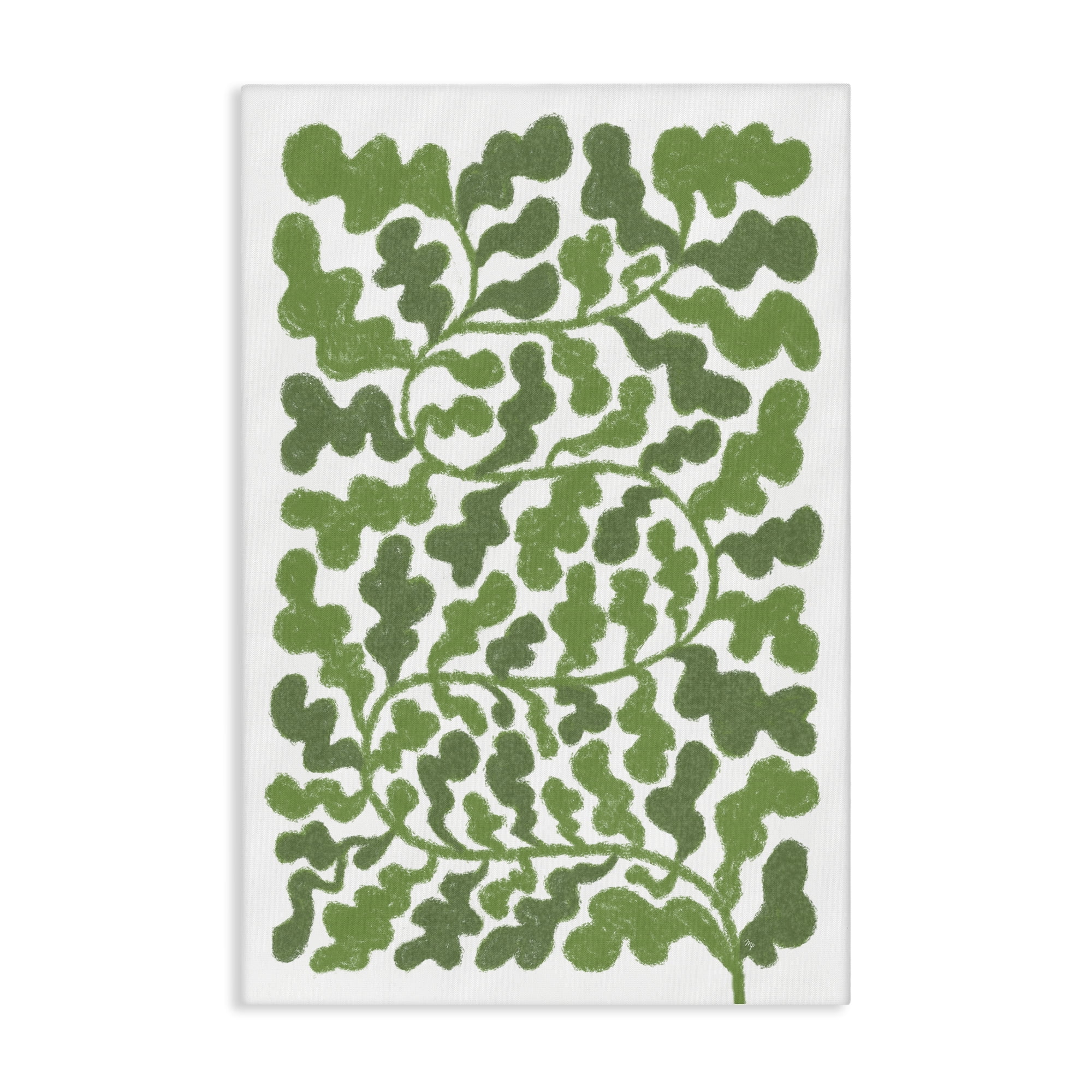 Stupell Industries Intricate Green Vine Pattern Floral & Botanical Painting Wrapped Canvas Art Print Wall Art, 30 x 45