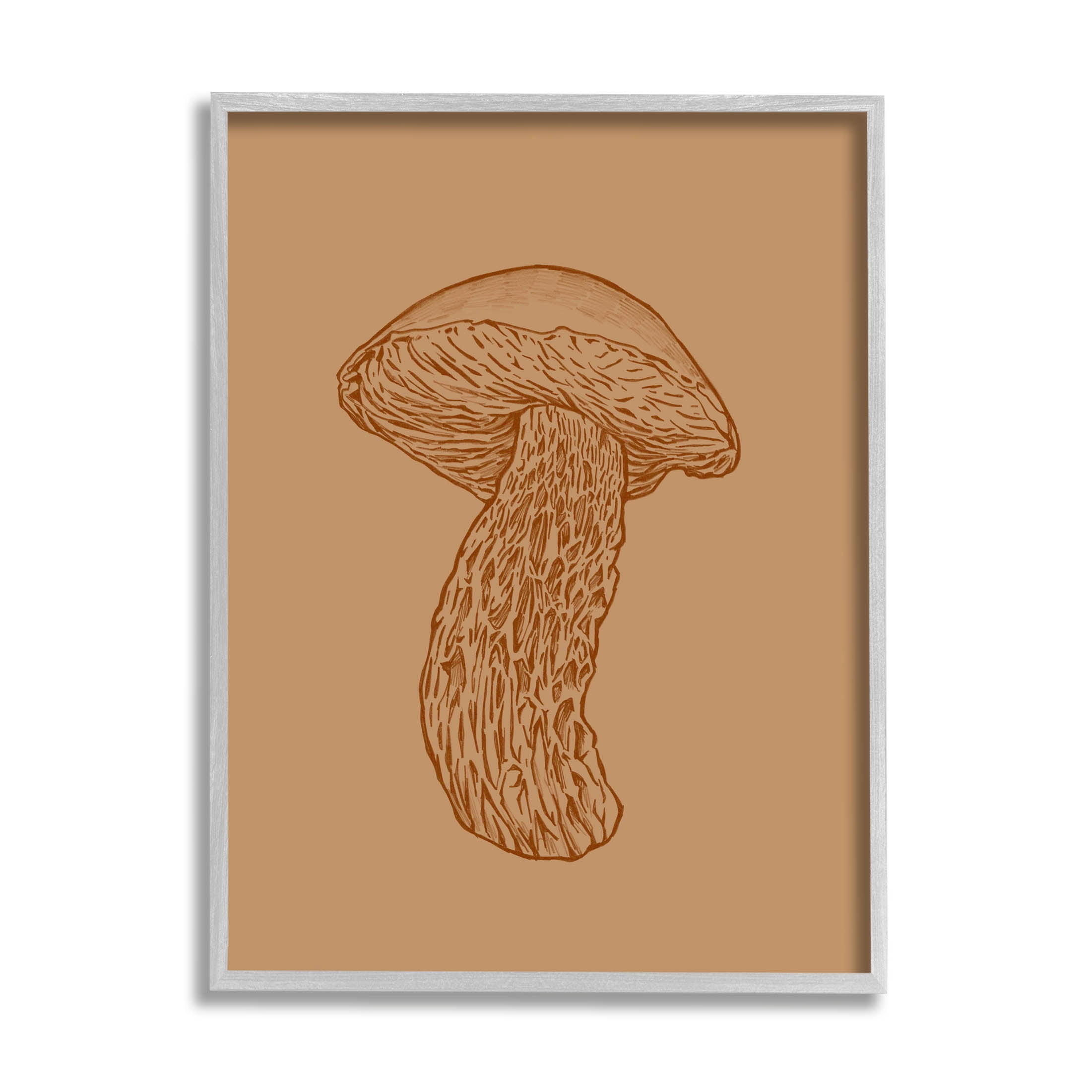 Stupell Industries Intricate Mushroom Nature Study Graphic Art Gray Framed Art Print Wall Art, Design by Ziwei Li