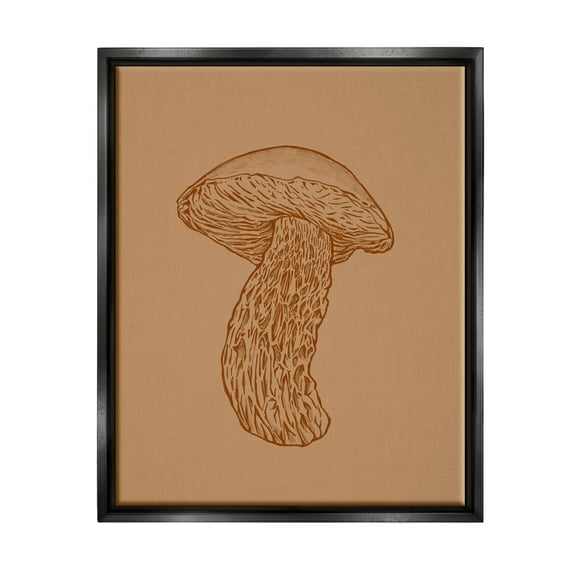 Stupell Industries Intricate Mushroom Nature Study Graphic Art Jet Black Floating Framed Canvas Print Wall Art, Design by Ziwei Li