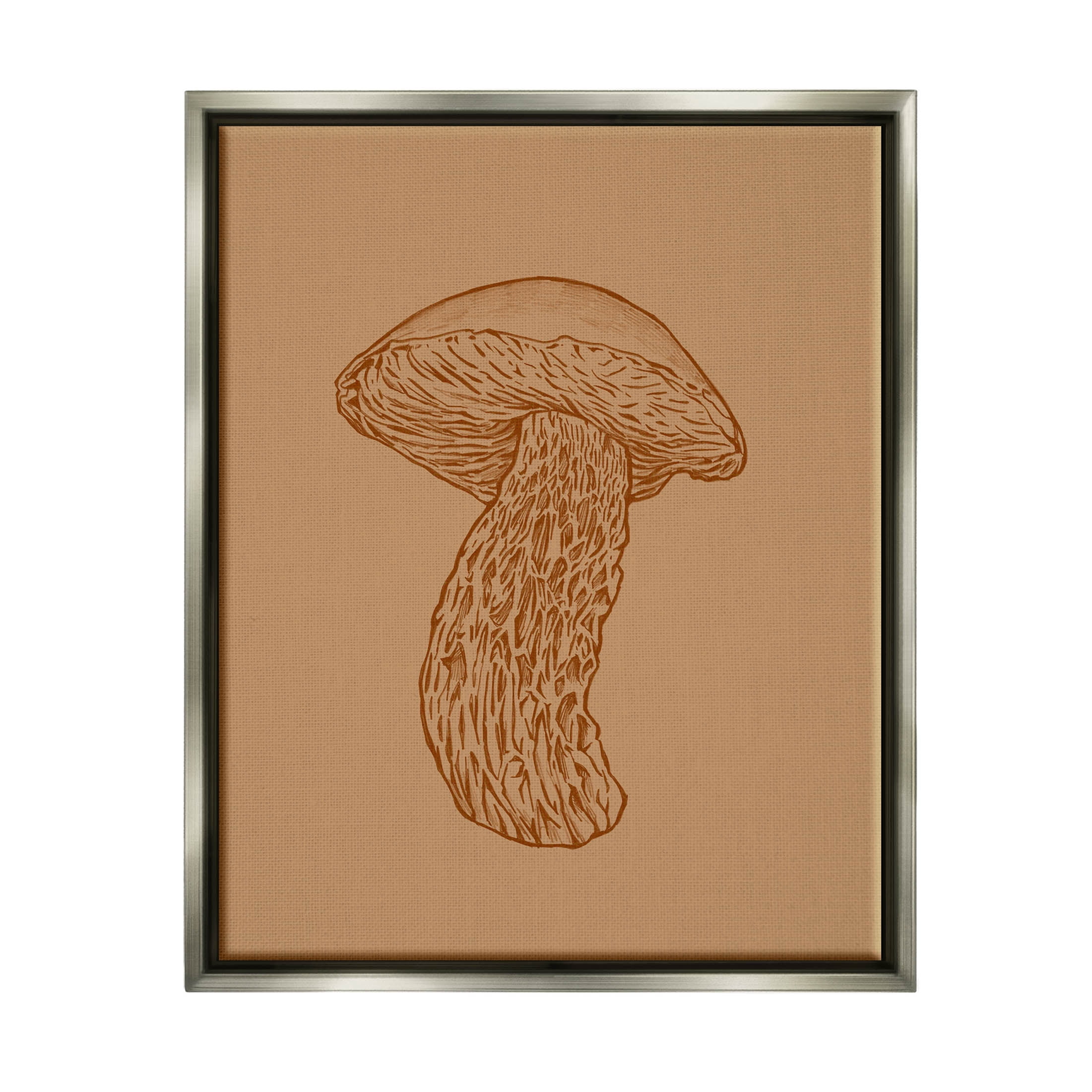 Stupell Industries Intricate Mushroom Nature Study Graphic Art Luster Gray Floating Framed Canvas Print Wall Art, Design by Ziwei Li