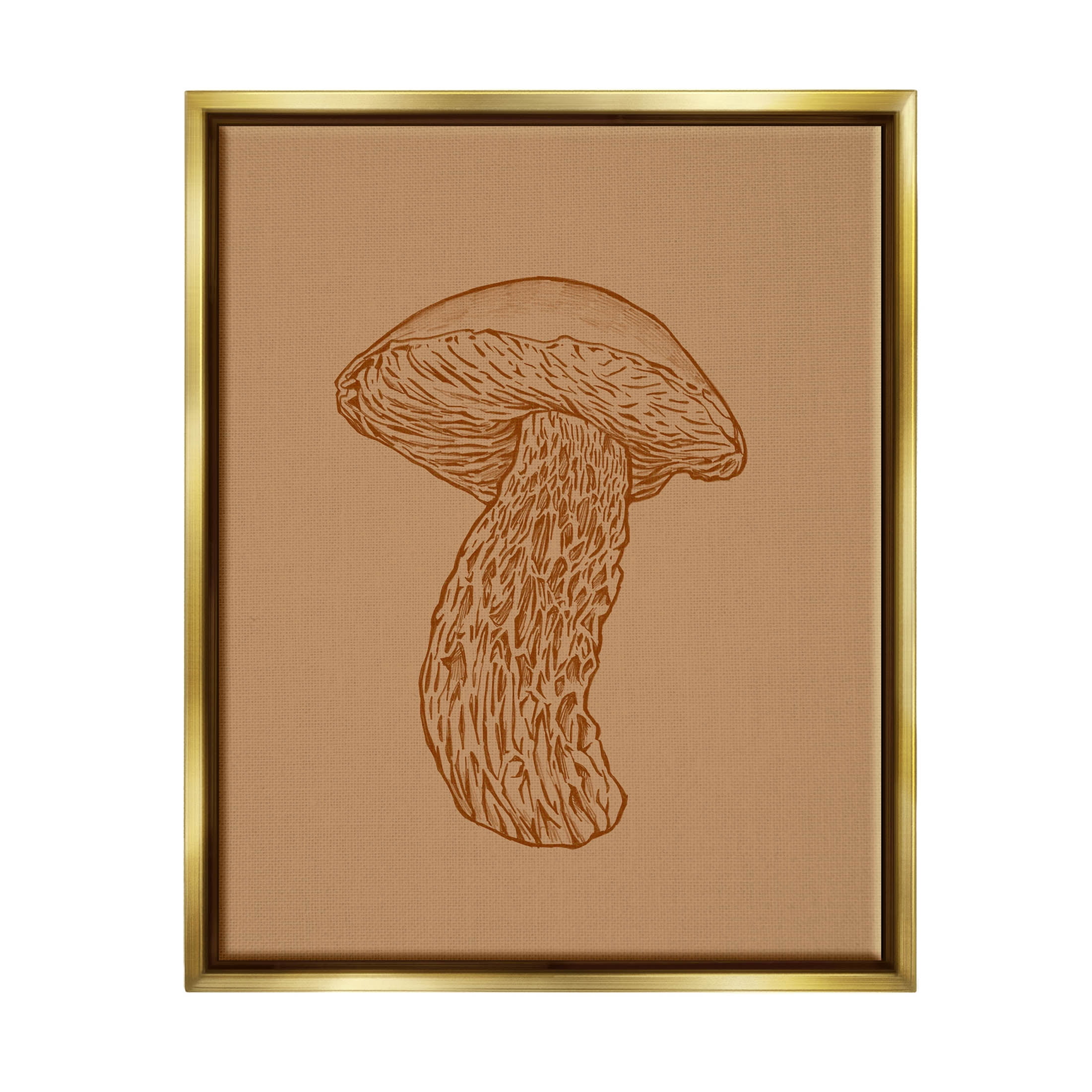 Stupell Industries Intricate Mushroom Nature Study Graphic Art Metallic Gold Floating Framed Canvas Print Wall Art, Design by Ziwei Li
