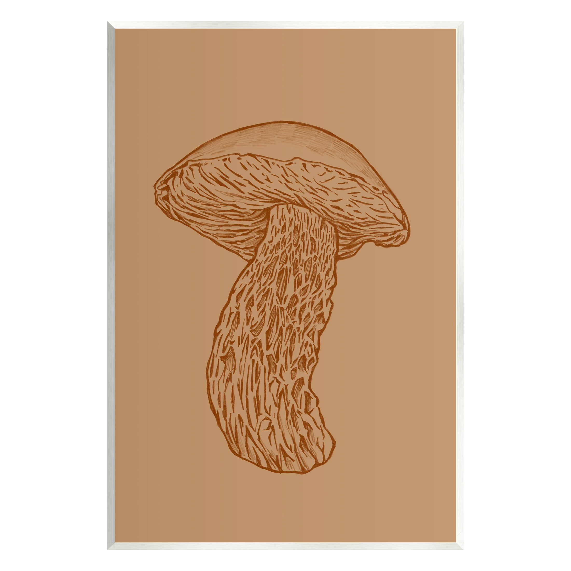 Intricate Mushroom Nature Study Brown MDF Wood Art Print
