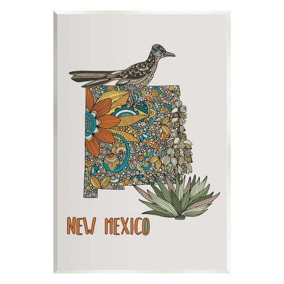 Stupell Industries Intricate New Mexico Yucca & Roadrunner Floral Bird Graphic Art Unframed Art Print Wall Art, Design by Valentina Harper