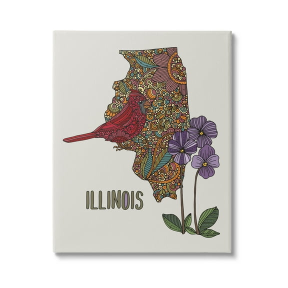 Stupell Industries Intricate Paisley State Illinois Graphic Art Gallery Wrapped Canvas Print Wall Art, Design by Valentina Harper