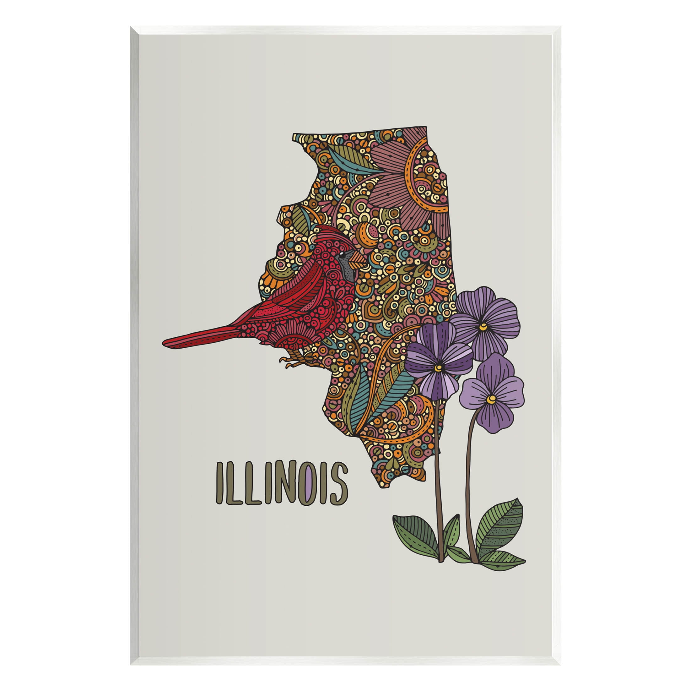 Stupell Industries Intricate Paisley State Illinois Graphic Art Unframed Art Print Wall Art, Design by Valentina Harper