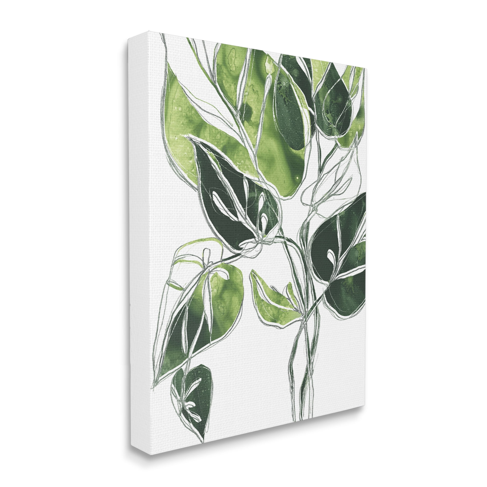 Stupell Industries Intricate Palm Vines Unique Green Leaves Botanical & Floral Painting Gallery Wrapped Canvas Art Print Wall Art, 16 x 20