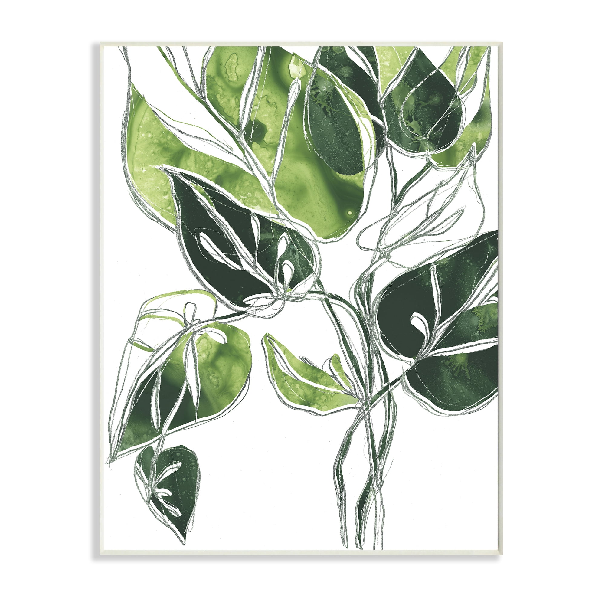 Stupell Industries Intricate Palm Vines Unique Green Leaves Botanical & Floral Painting Unframed Art Print Wall Art, 10 x 15