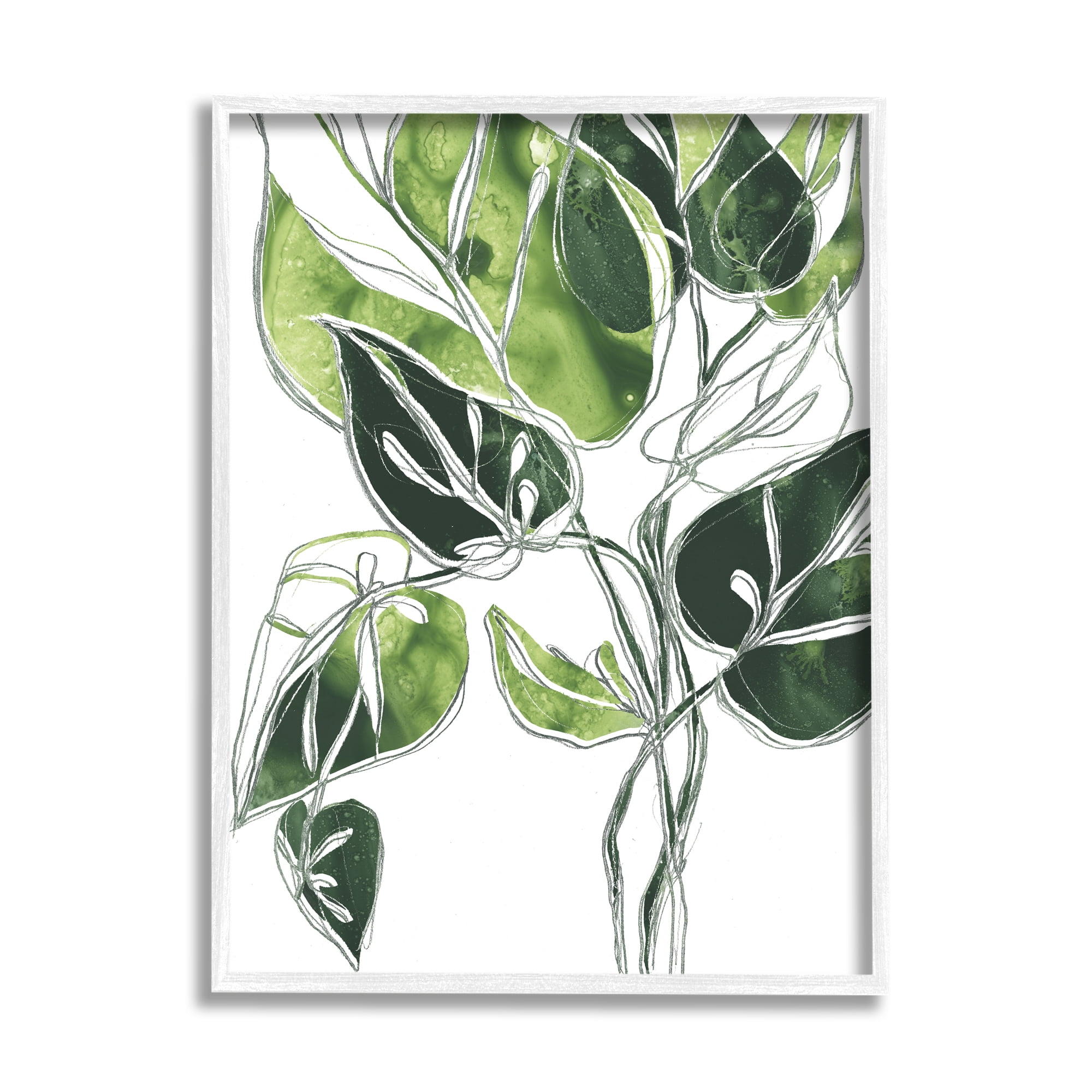 Stupell Industries Intricate Palm Vines Unique Green Leaves Graphic Art Framed Art Print Wall Art, 11x14, By June Erica Vess