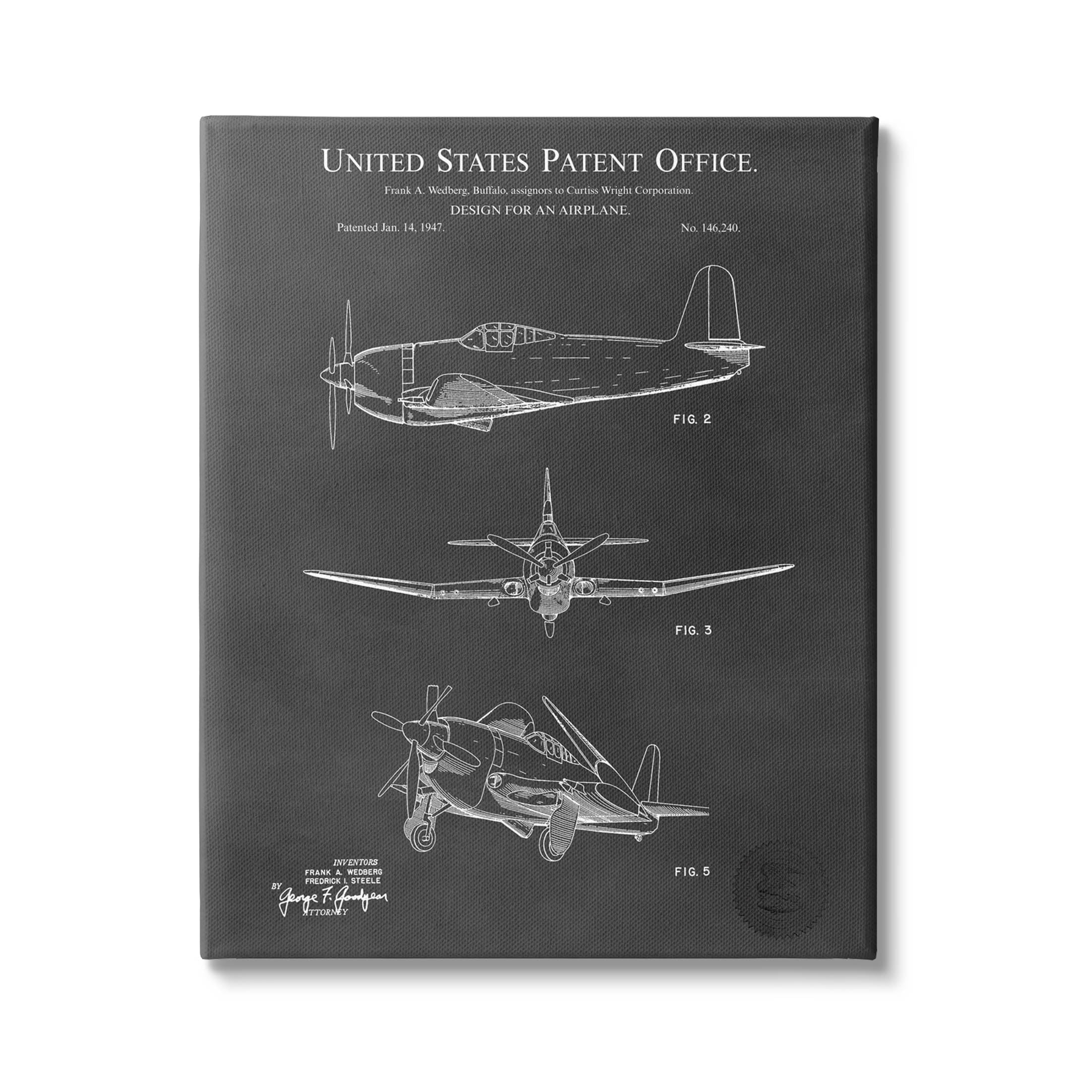 Stupell Industries Intricate Patent Blueprint Chart Graphic Art Gallery Wrapped Canvas Print Wall Art, Design by Karl Hronek