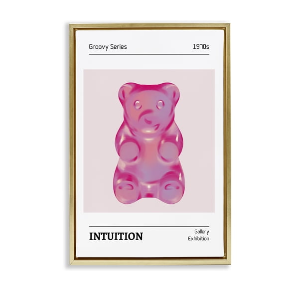 Stupell Industries Contemporary Intuition Phrase Candy Bear Gold Floating Frame Canvas Art, 21 x 31, by LSR Design Studio