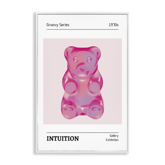 Stupell Industries Intuition Phrase Candy Bear Fashion Painting White Framed Art Print Wall Art, 12 x 18
