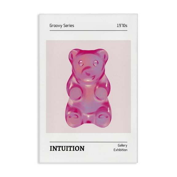 Stupell Industries Intuition Phrase Candy Bear Fashion Painting Wrapped Canvas Canvas Art Print Wall Art, 16 x 24