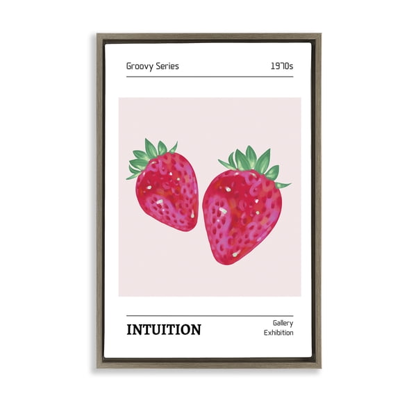 Stupell Industries Eclectic Intuition Phrase Strawberries Brown Floating Frame Canvas Art, 21 x 31, by LSR Design Studio