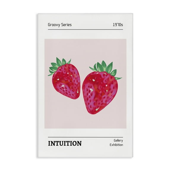 Stupell Industries Intuition Phrase Strawberries Fashion Painting Wrapped Canvas Canvas Art Print Wall Art, 16 x 24