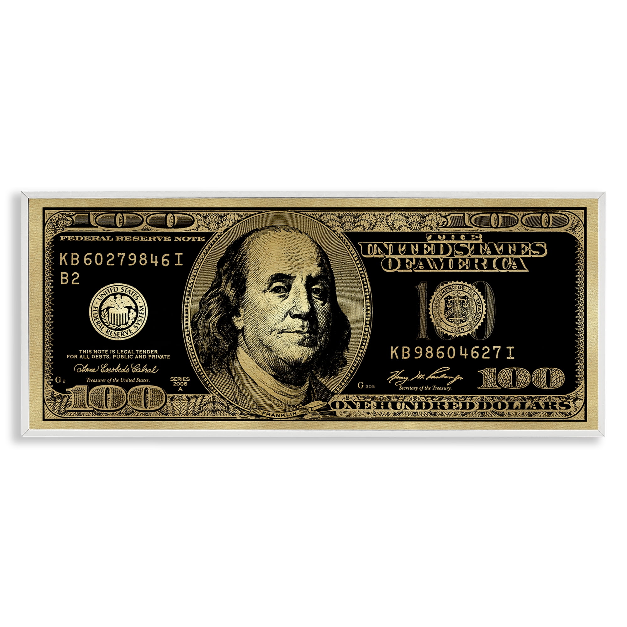 Stupell Industries Inverted Hundred Bill Novelty & Humor Painting White Framed Art Print Wall Art, 30 x 13