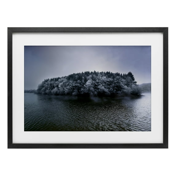 Stupell Industries Invierno Antano Island View Black Framed Print Under Glass design by Urtzi Vera, 14 x 20