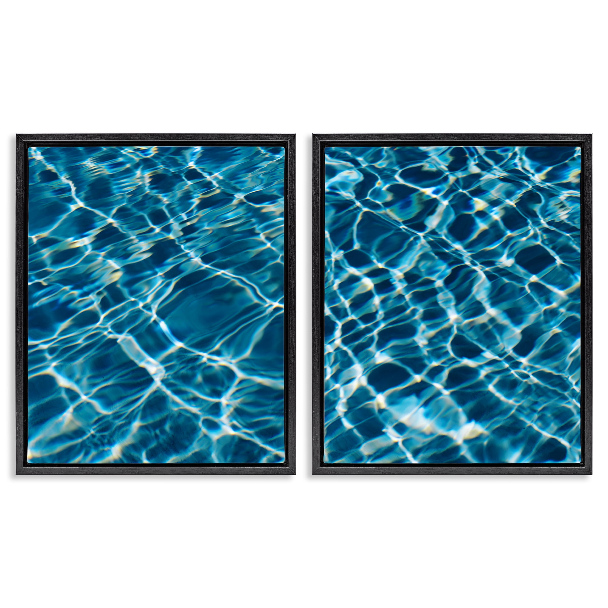 Stupell Industries Inviting Clear Pool Water Nautical & Beach Painting Black Floater Framed Canvas Art Print Wall Art, 31 x 25, Set of 2