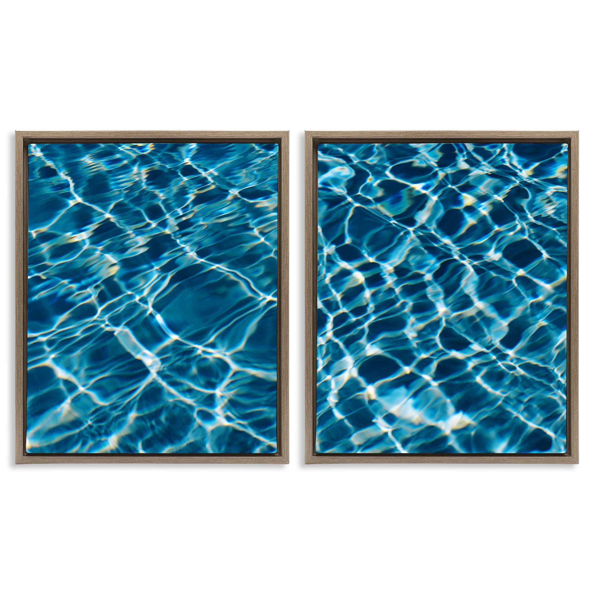 Stupell Industries Inviting Clear Pool Water Nautical & Beach Painting Brown Floater Framed Canvas Art Print Wall Art, 31 x 25, Set of 2