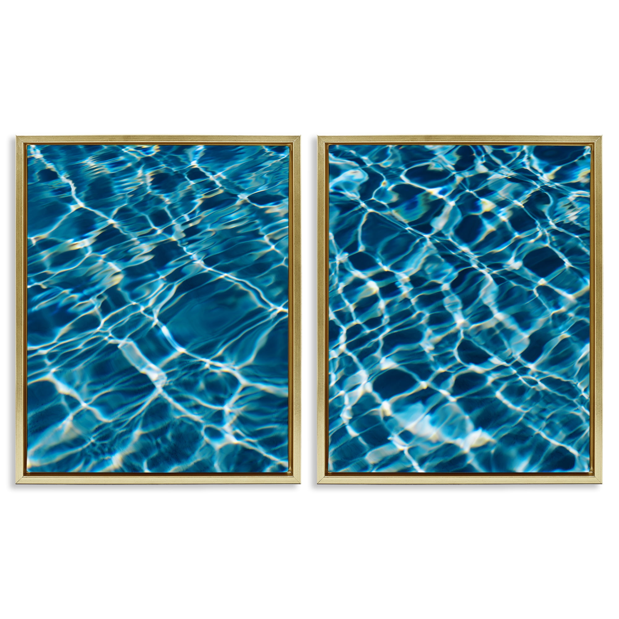 Stupell Industries Inviting Clear Pool Water Nautical & Beach Painting Gold Floater Framed Canvas Art Print Wall Art, 31 x 25, Set of 2