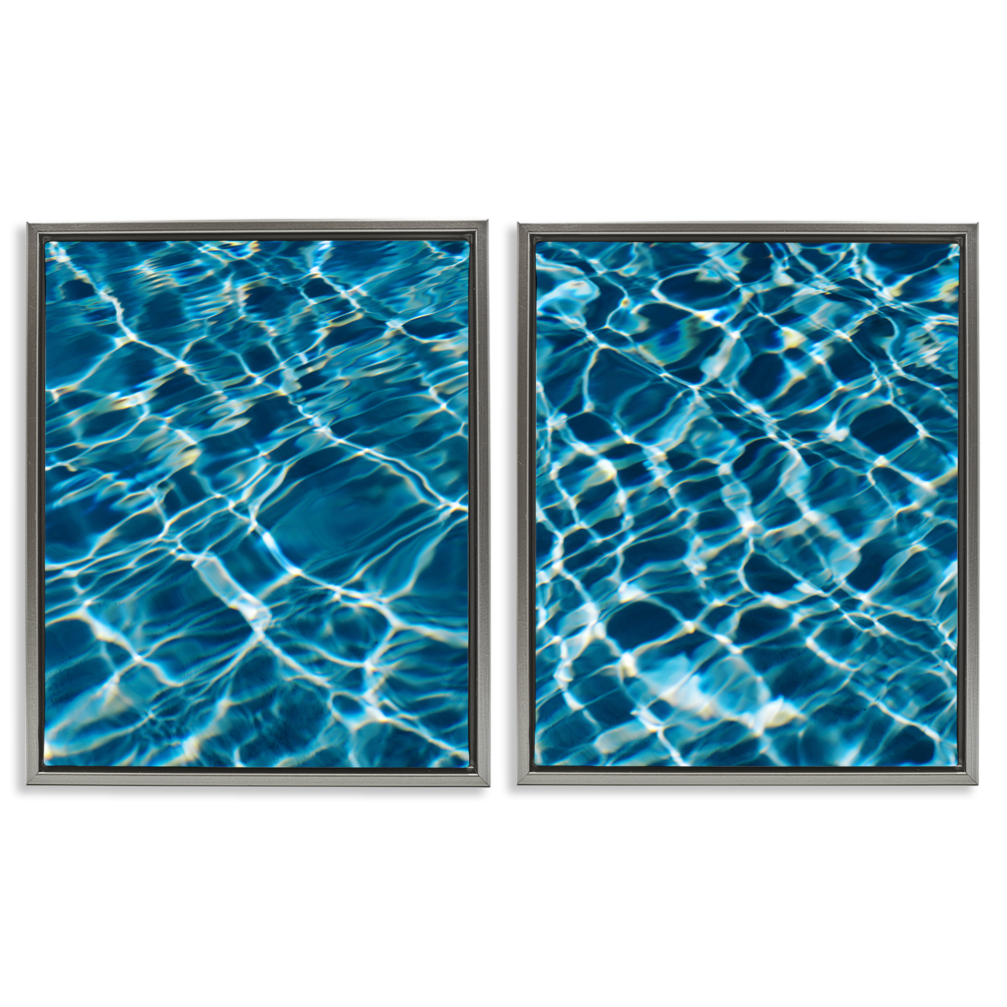 Stupell Industries Inviting Clear Pool Water Nautical & Beach Painting Gray Floater Framed Canvas Art Print Wall Art, 31 x 25, Set of 2