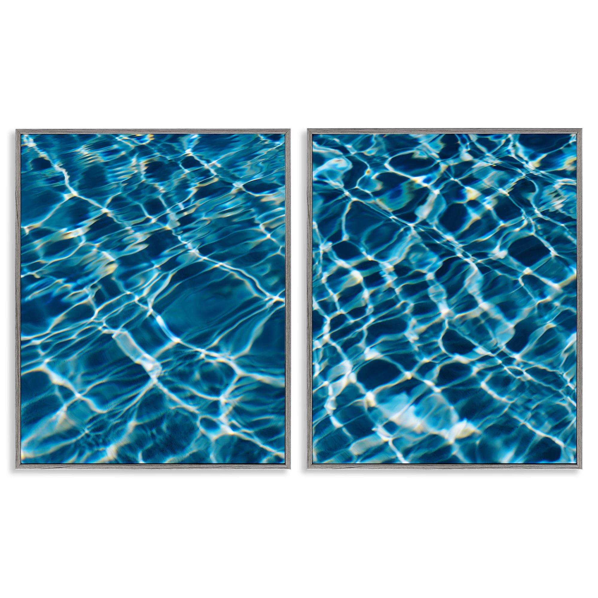 Stupell Industries Inviting Clear Pool Water Nautical & Beach Painting Gray Framed Art Print Wall Art, 24 x 30, Set of 2