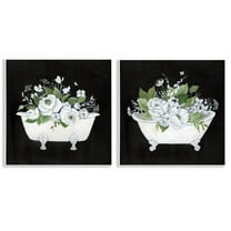 Stupell Industries Inviting Magnolia Clawfoot Tub Bath & Laundry Painting Unframed Art Print Wall Art, 12 x 12, Set of 2