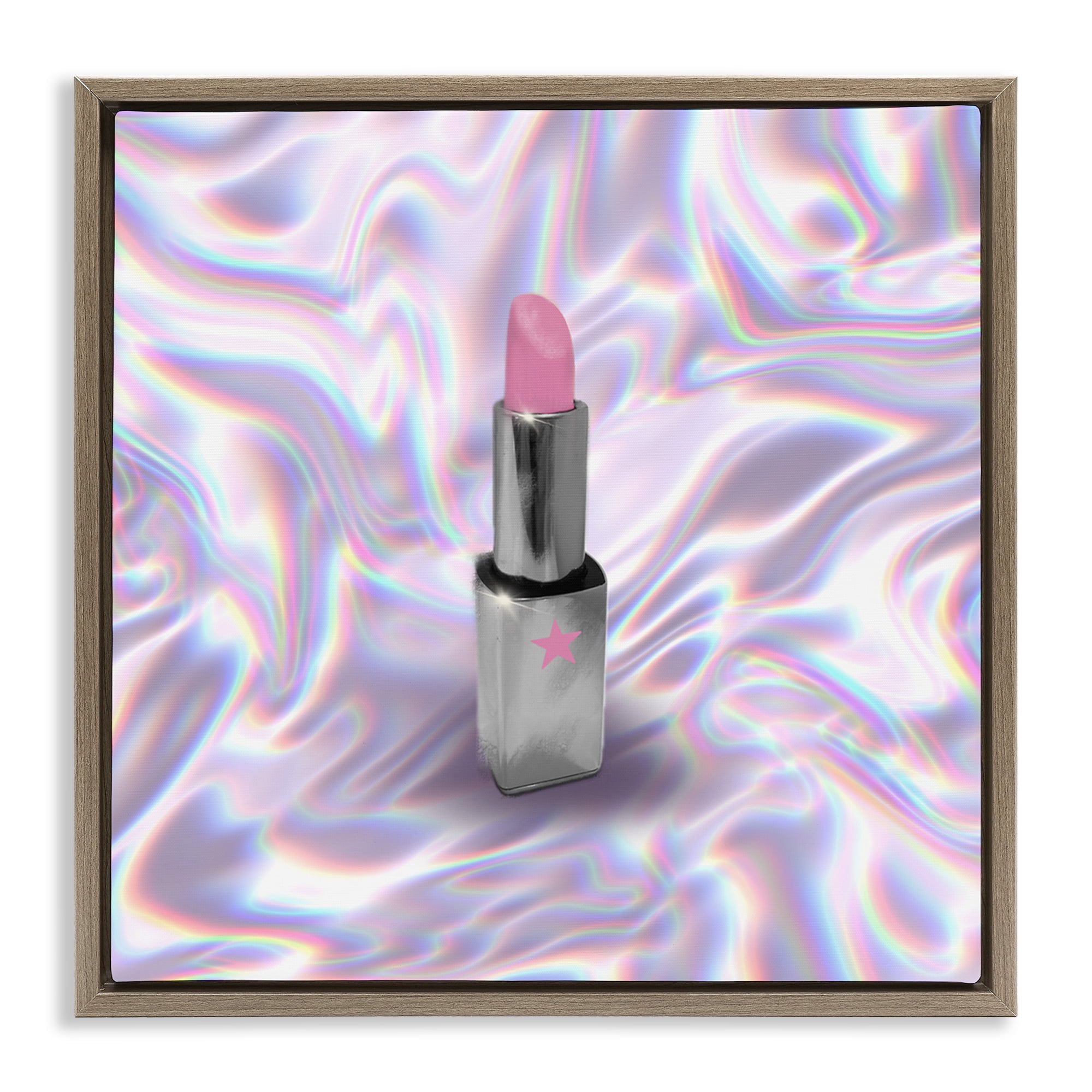 Stupell Industries Iridescent Icon Lipstick Brown Framed Floater Canvas Wall Art, design by Matthew Piotrowicz
