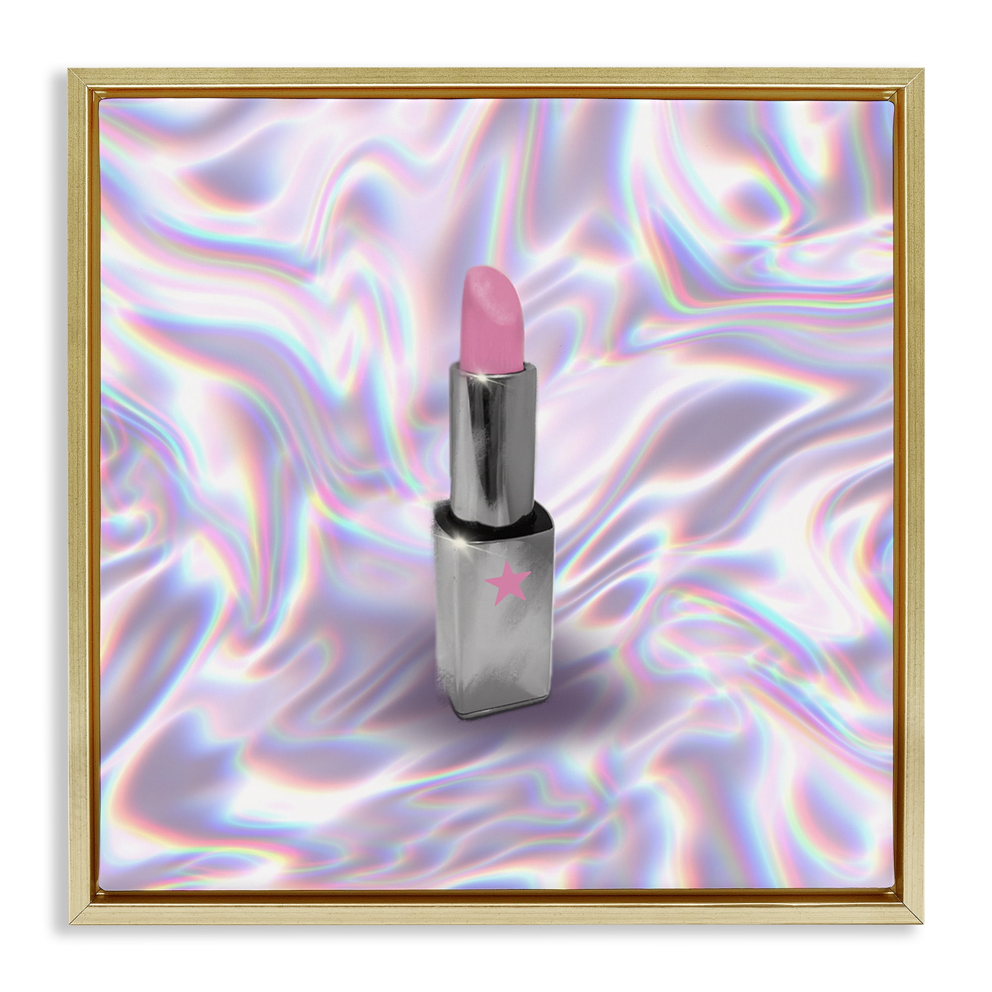 Stupell Industries Iridescent Icon Lipstick Gold Framed Floater Canvas Wall Art, design by Matthew Piotrowicz