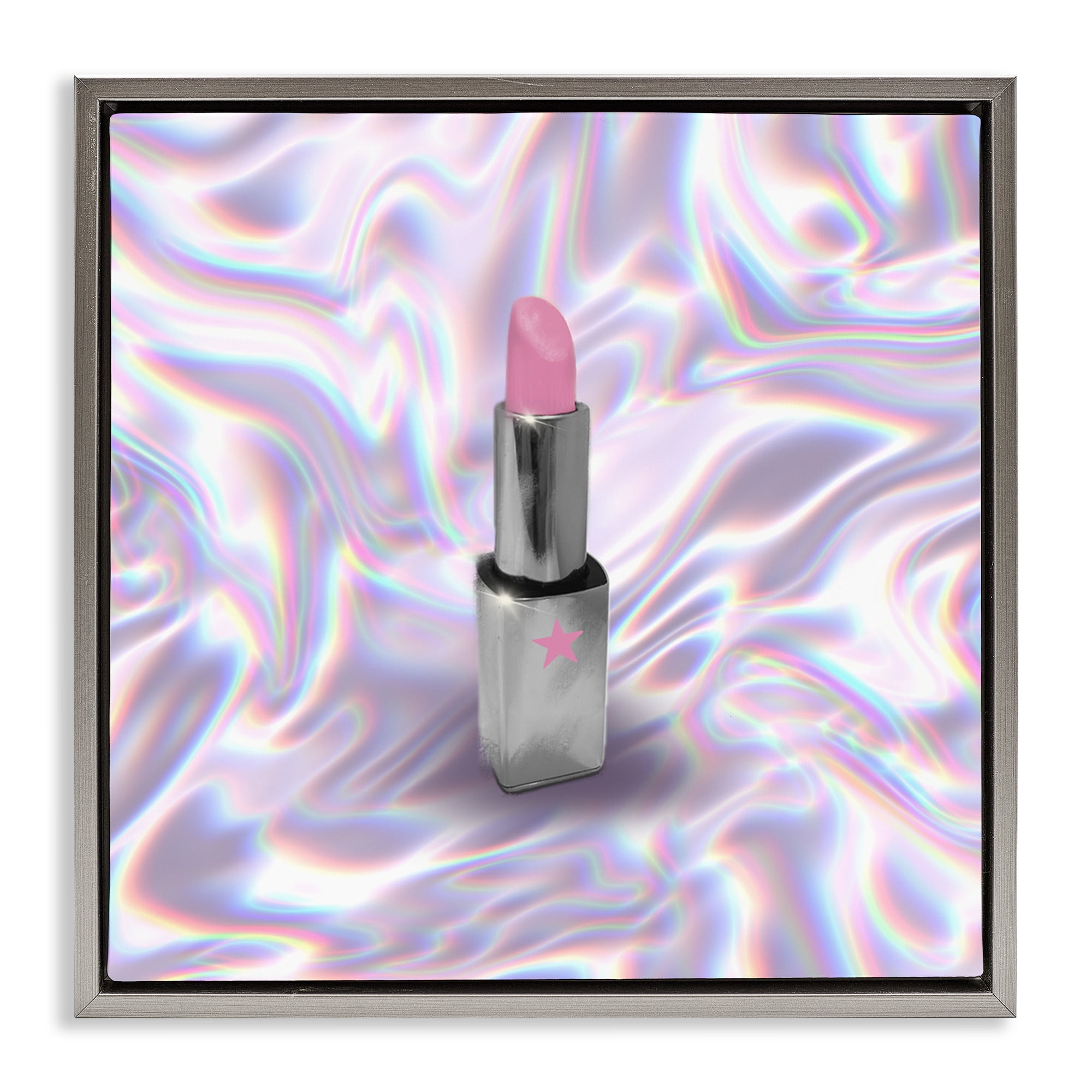 Stupell Industries Iridescent Icon Lipstick Gray Framed Floater Canvas Wall Art, design by Matthew Piotrowicz