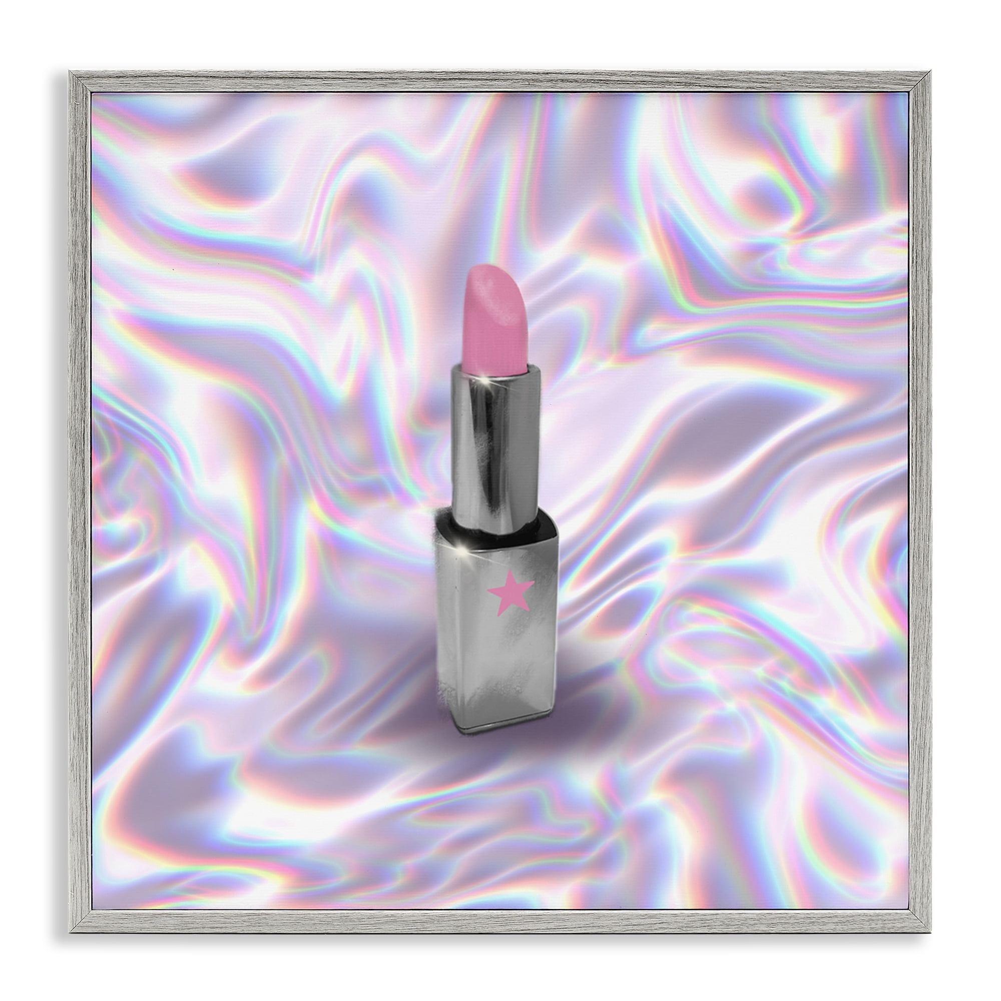 Stupell Industries Iridescent Icon Lipstick Gray Framed Giclee Art, design by Matthew Piotrowicz