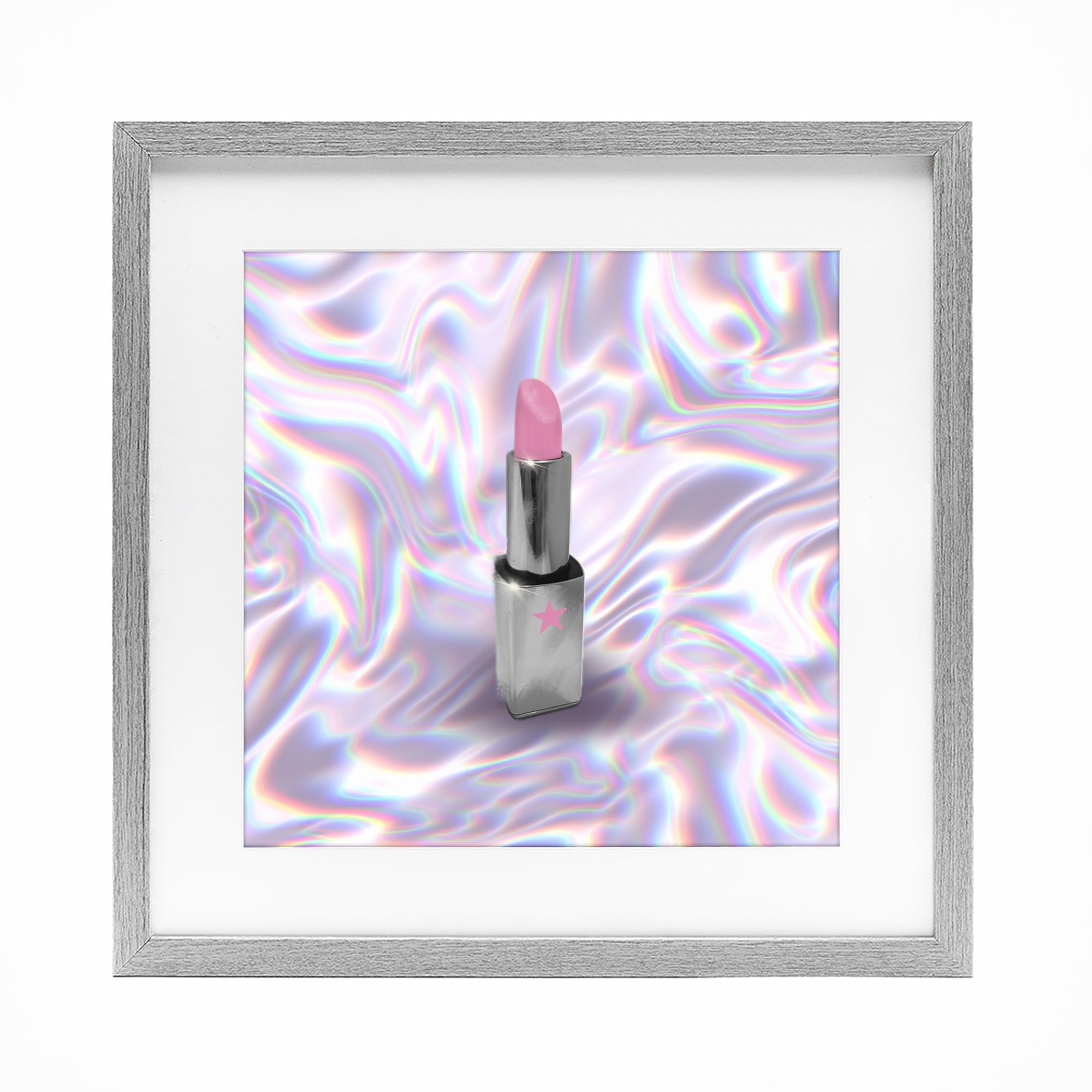 Stupell Industries Iridescent Icon Lipstick Gray Framed Print Under Glass, design by Matthew Piotrowicz