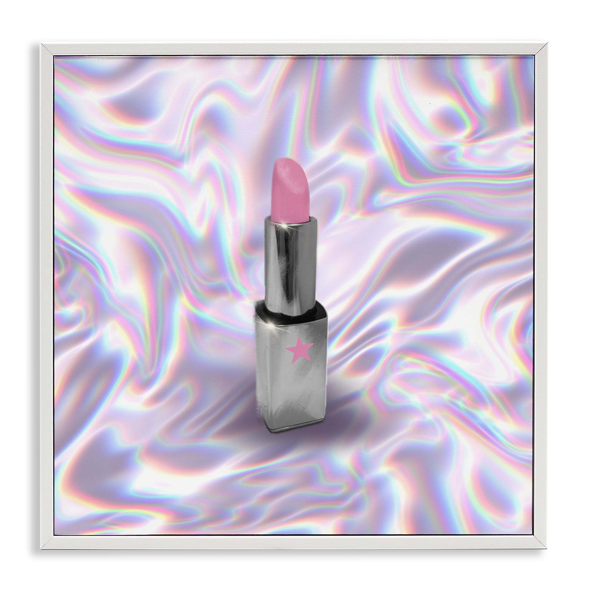 Stupell Industries Iridescent Icon Lipstick White Framed Giclee Art, design by Matthew Piotrowicz