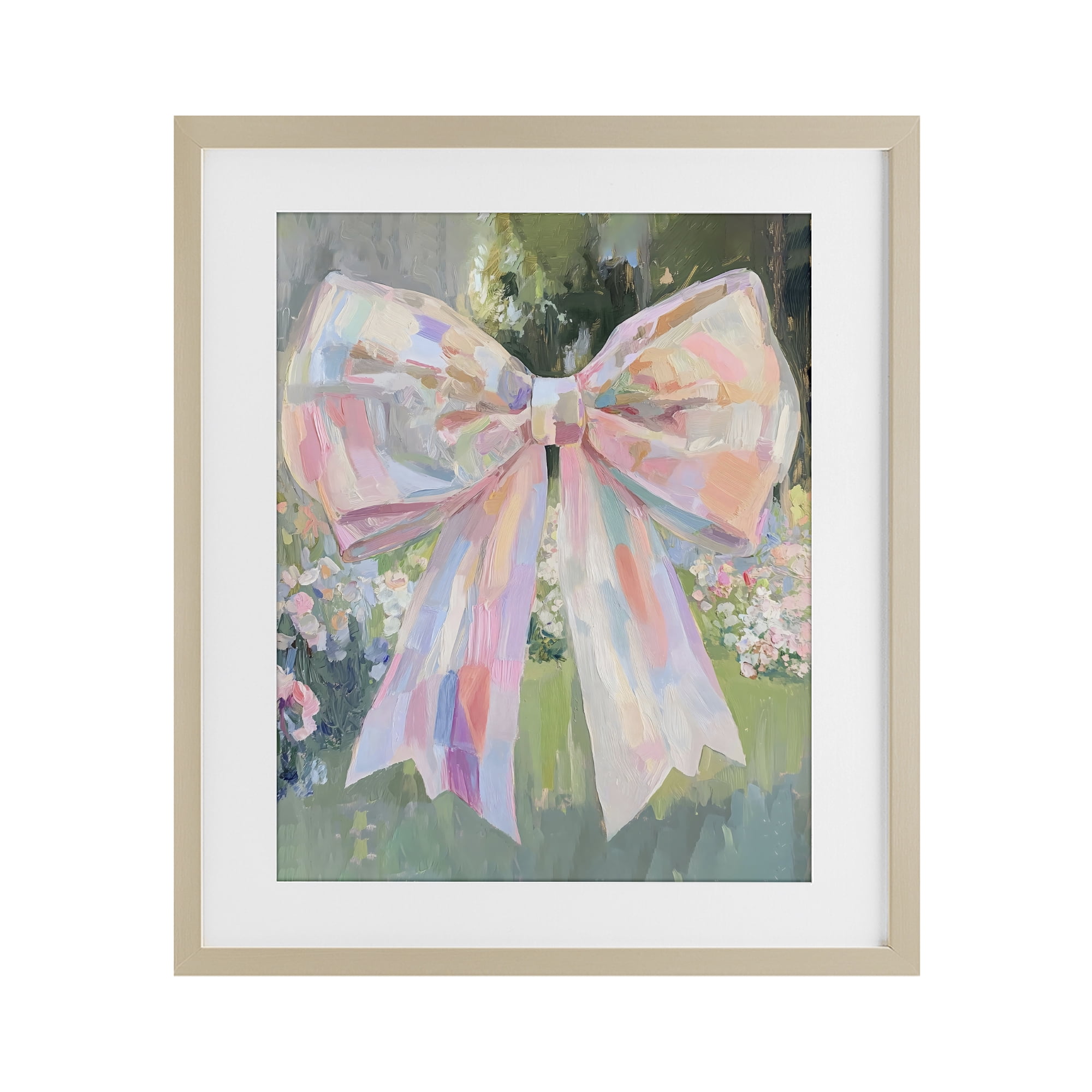 Stupell Industries Iridescent Pink Bow in Garden Birch Framed Print Under Glass, design by The Prints Vibe