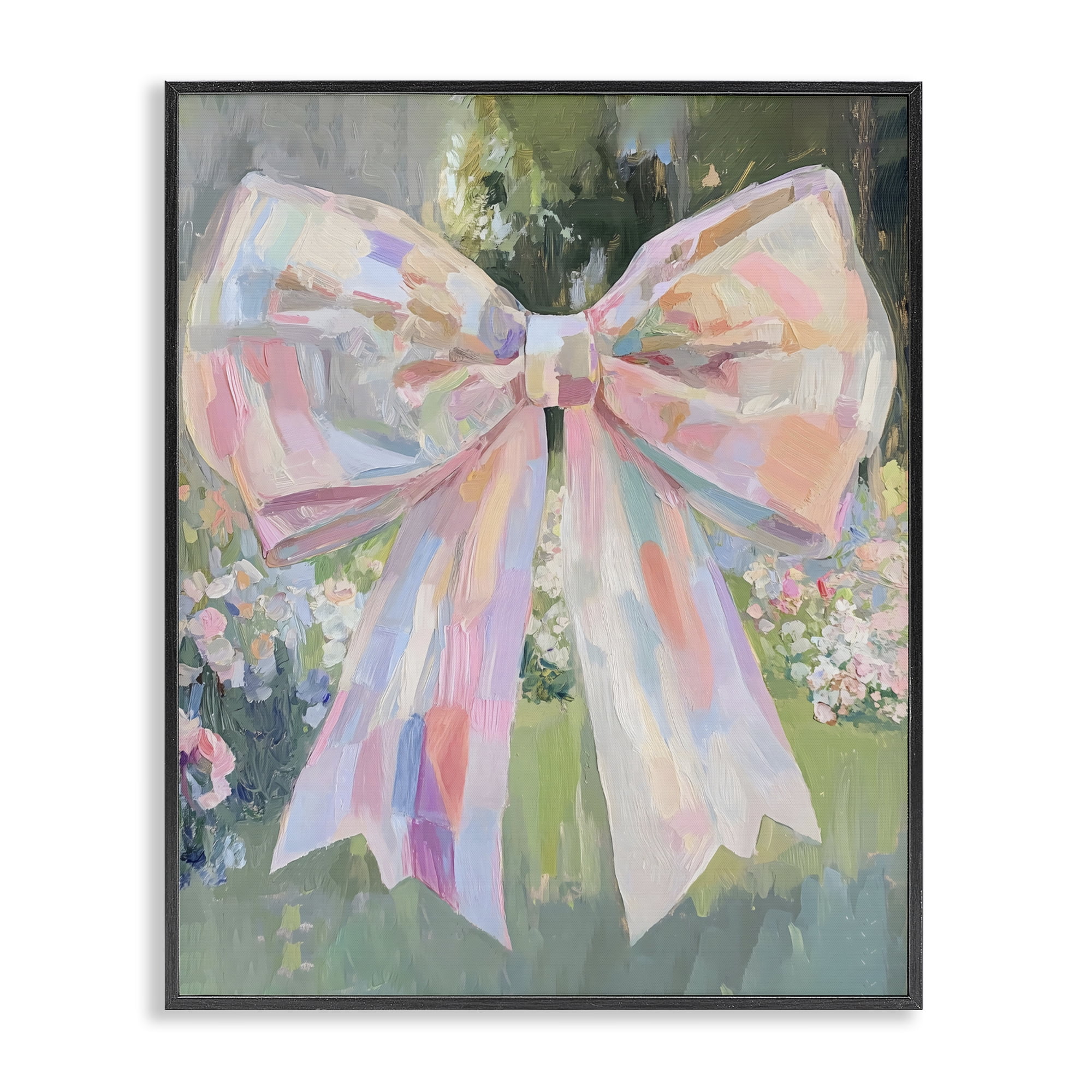 Stupell Industries Iridescent Pink Bow in Garden Black Framed Giclee Art, design by The Prints Vibe