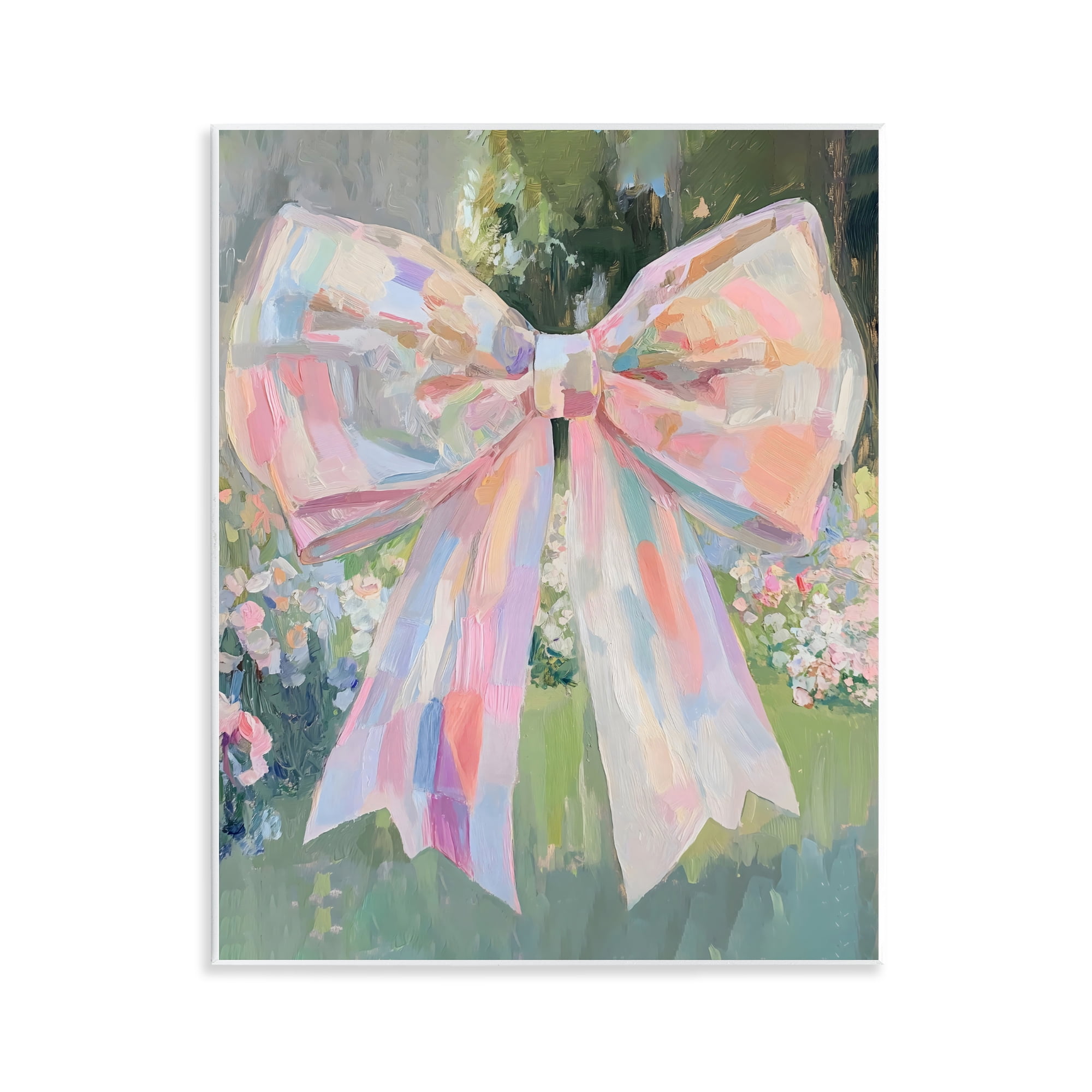 Stupell Industries Iridescent Pink Bow in Garden Wall Plaque Art, design by The Prints Vibe
