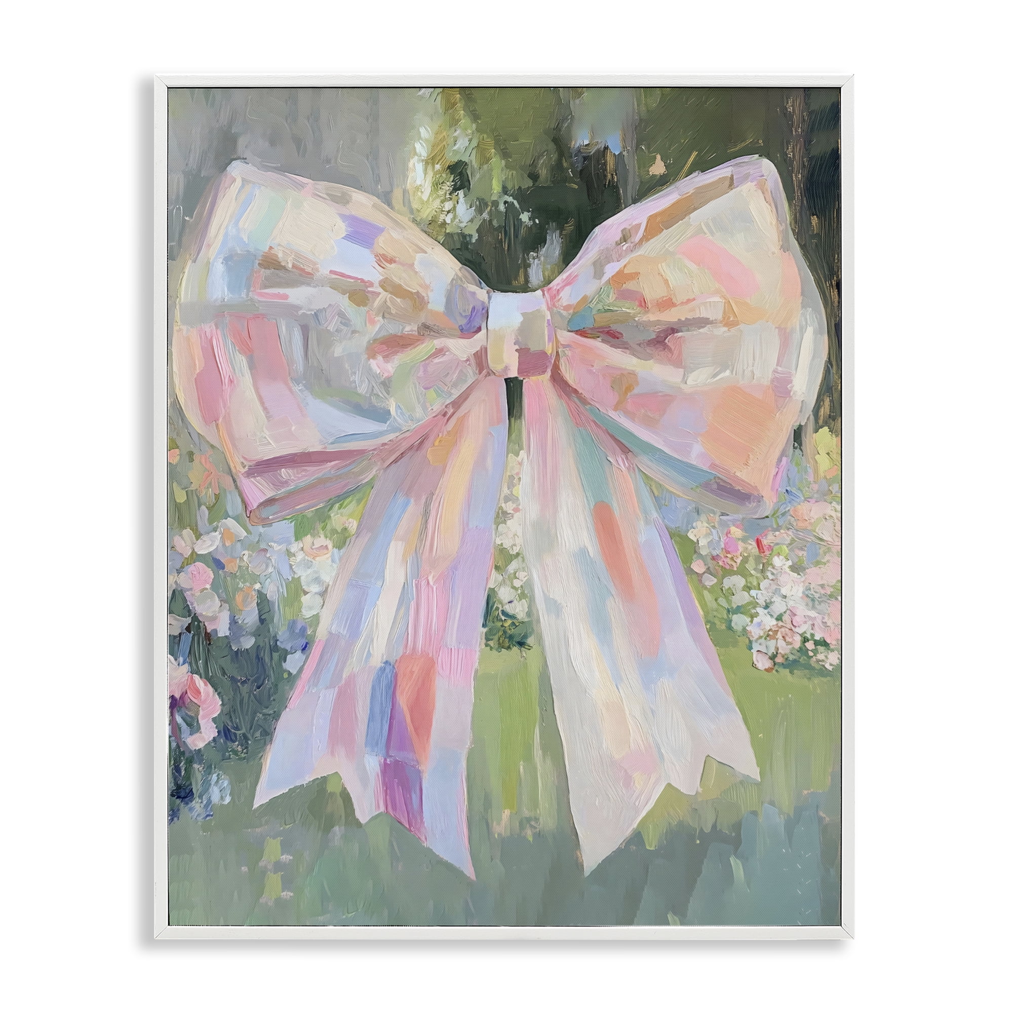 Stupell Industries Iridescent Pink Bow in Garden White Framed Giclee Art, design by The Prints Vibe