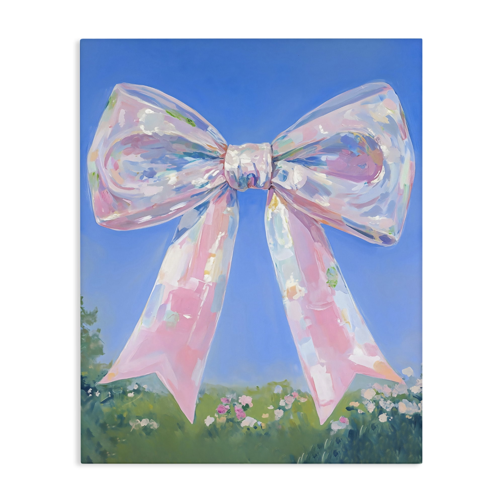 Stupell Industries Iridescent Pink Bow in Meadow Canvas Wall Art, design by The Prints Vibe