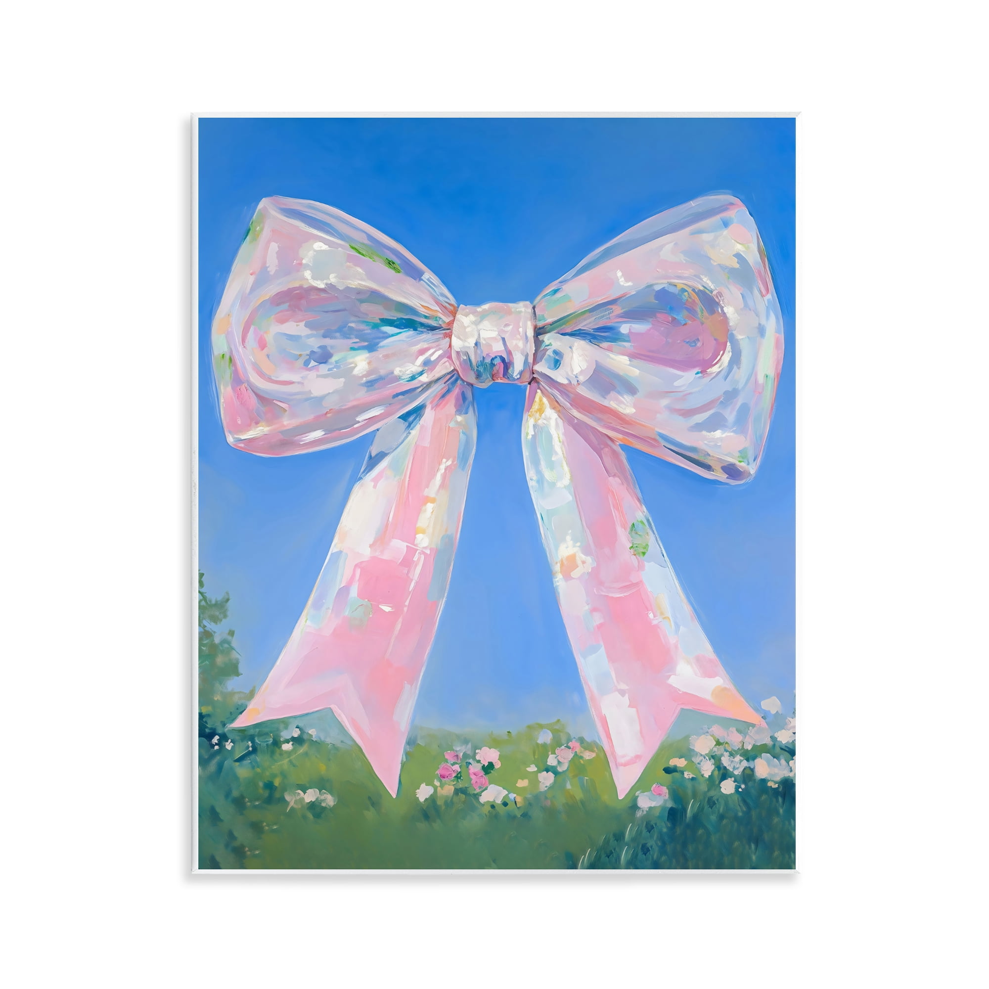 Stupell Industries Iridescent Pink Bow in Meadow Wall Plaque Art, design by The Prints Vibe