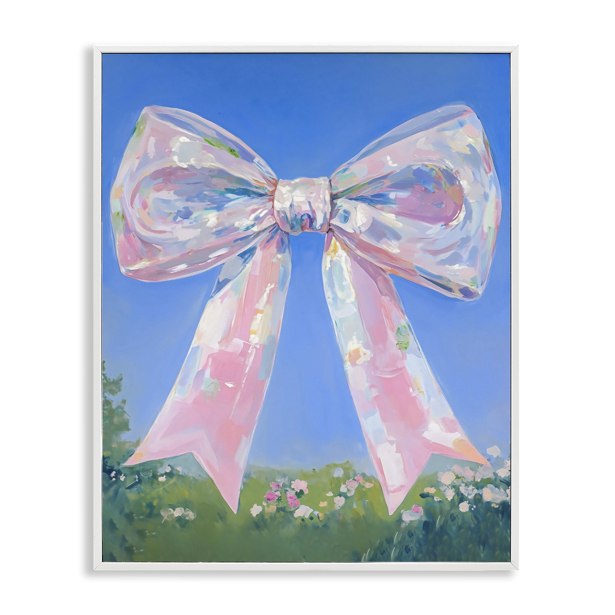 Stupell Industries Iridescent Pink Bow in Meadow White Framed Giclee Art, design by The Prints Vibe