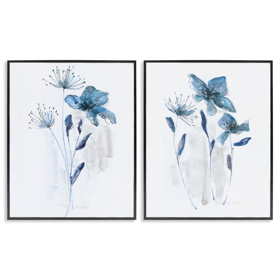Stupell Industries Iris & Wildflower Bundles Floral Painting Black Framed Art Print Wall Art, 16 x 20, Set of 2