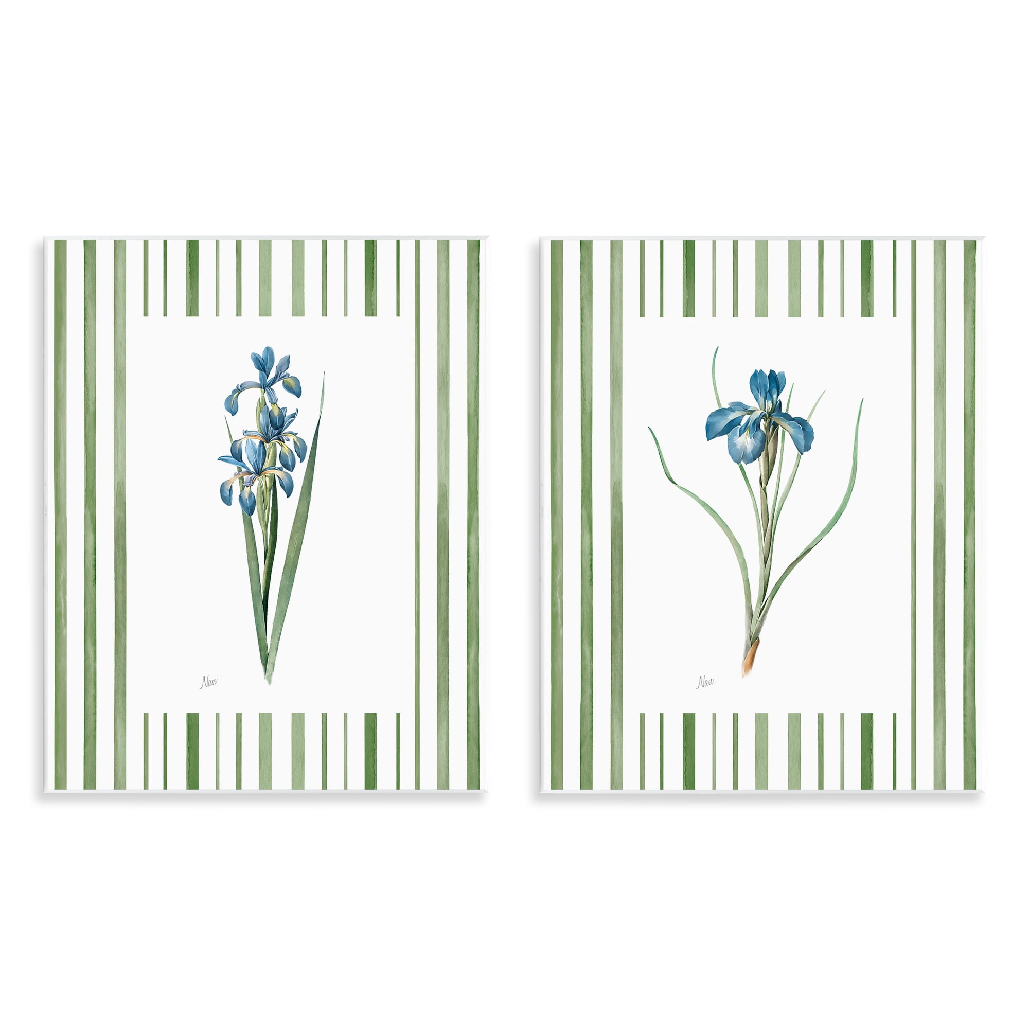 Stupell Industries Irises And Stripes 2 Piece Wall Plaque Art Set, design by Nan