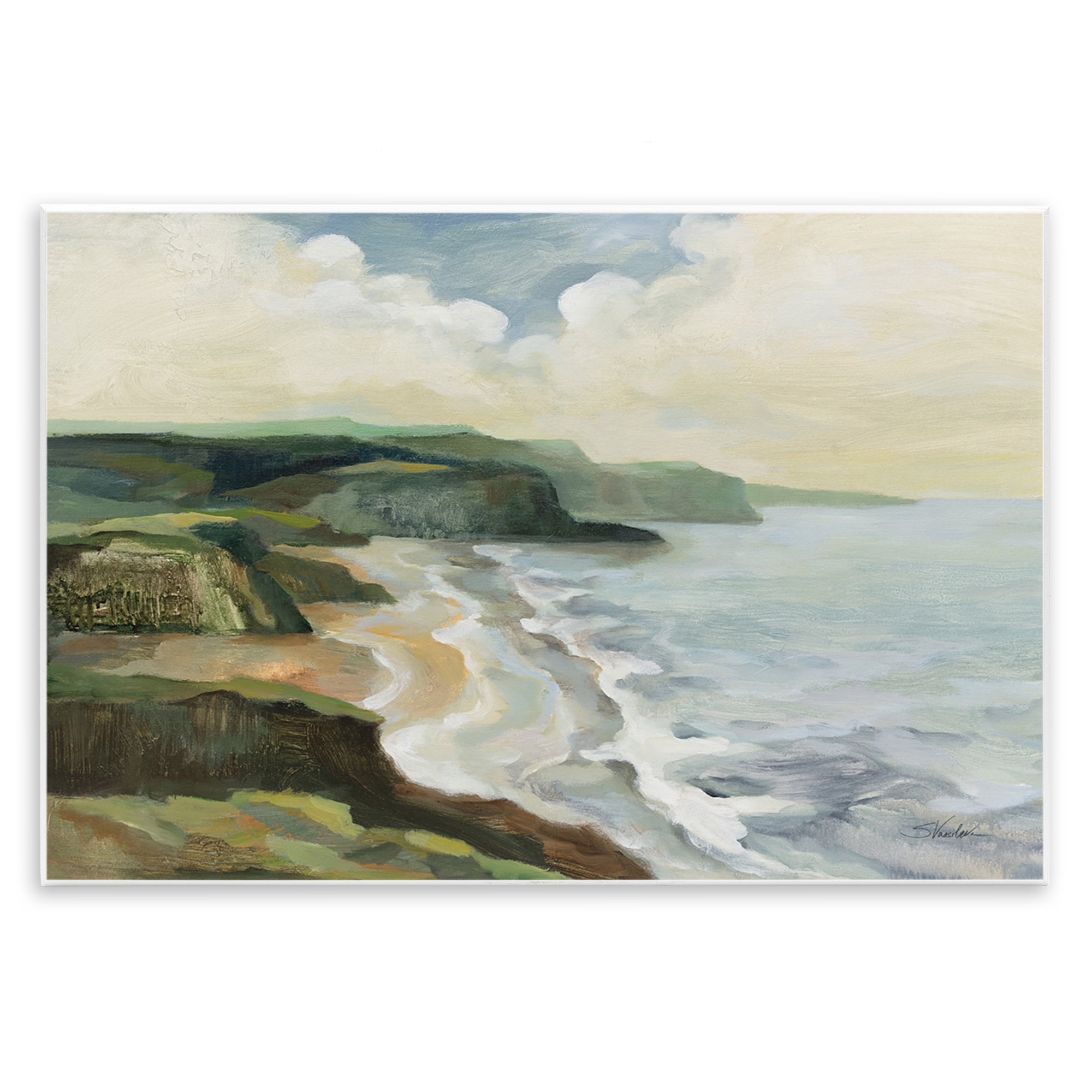 Stupell Industries Irish Coast Cliffs Landscape Painting Unframed Art Print Wall Art, 15 x 10
