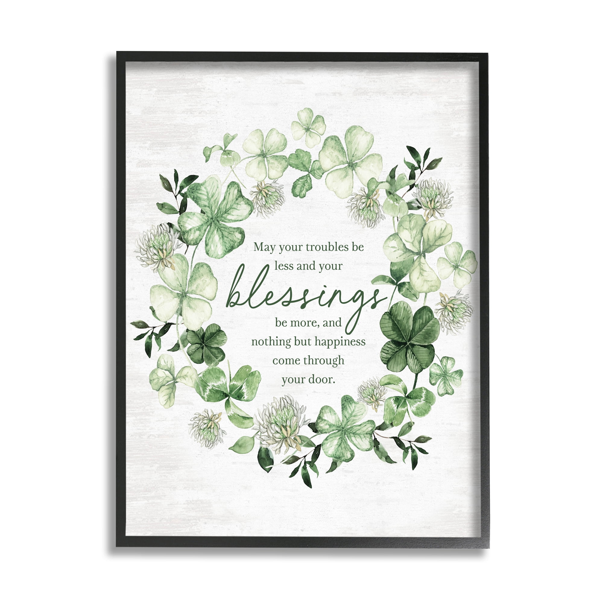 Stupell Industries Irish Proverb Wreath Botanical & Floral Painting Black Framed Art Print Wall Art, 11 x 14