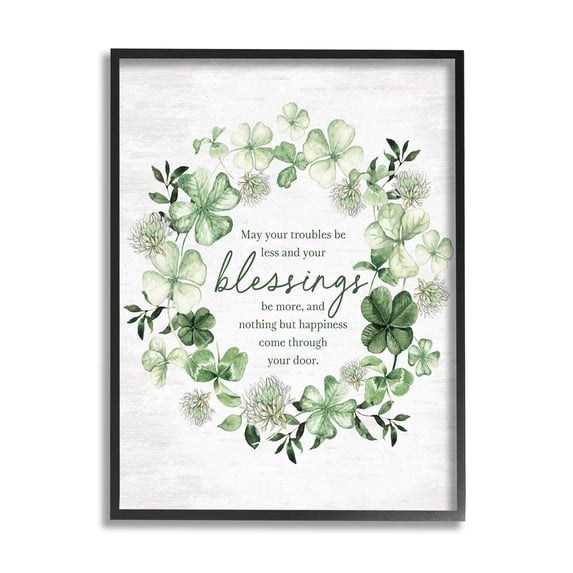 Stupell Industries Irish Proverb Wreath Botanical & Floral Painting Black Framed Art Print Wall Art, 11 x 14
