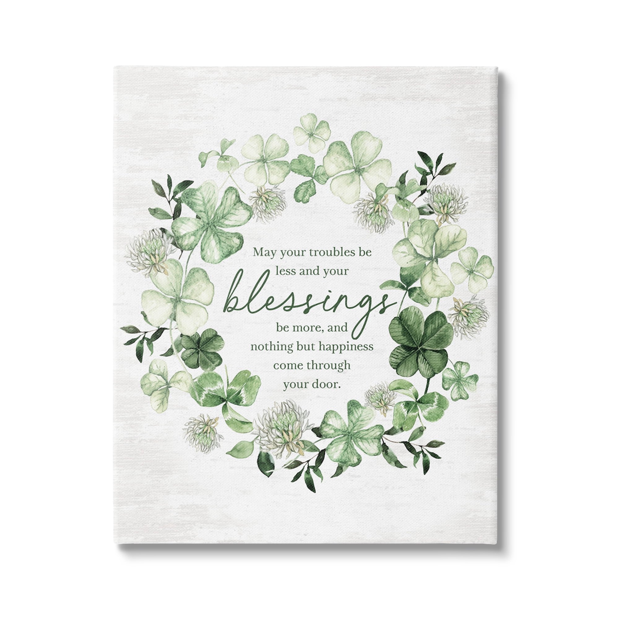 Stupell Industries Irish Proverb Wreath Botanical & Floral Painting Gallery Wrapped Canvas Art Print Wall Art, 36 x 48