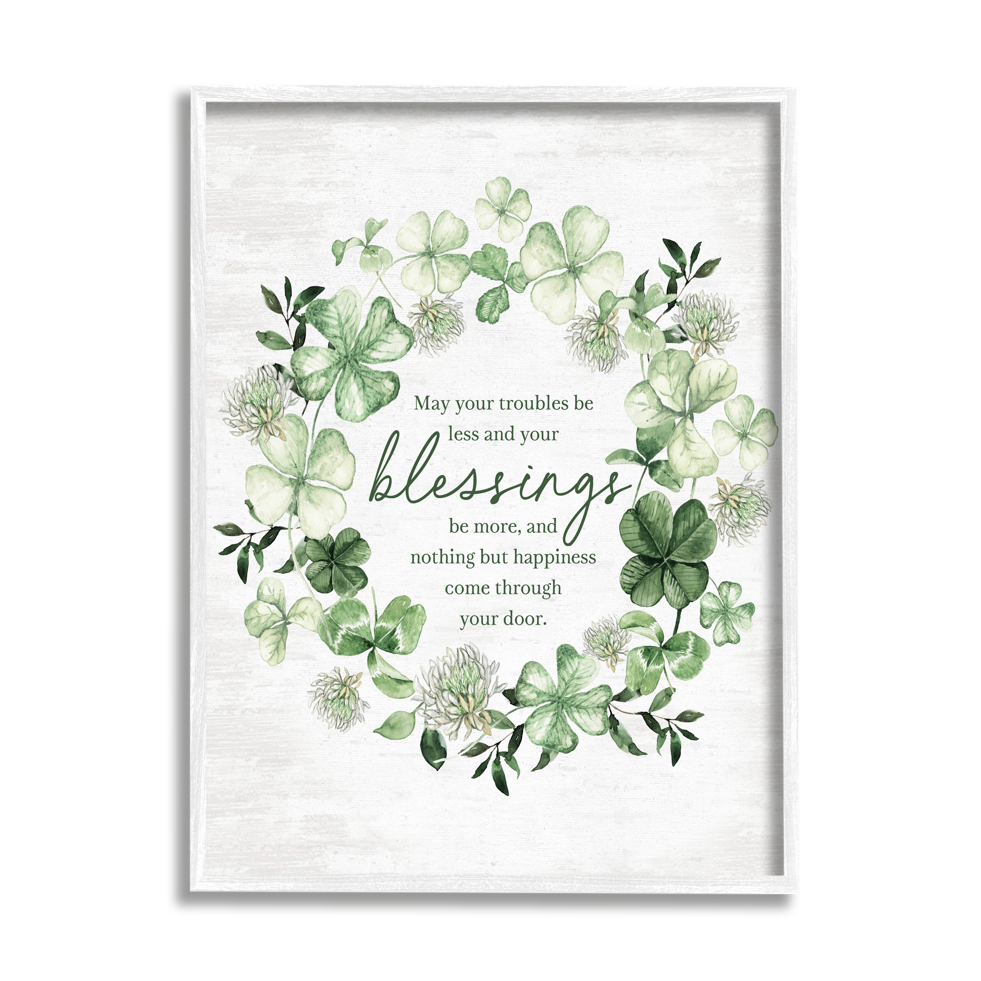 Stupell Industries Irish Proverb Wreath Botanical & Floral Painting White Framed Art Print Wall Art, 24 x 30