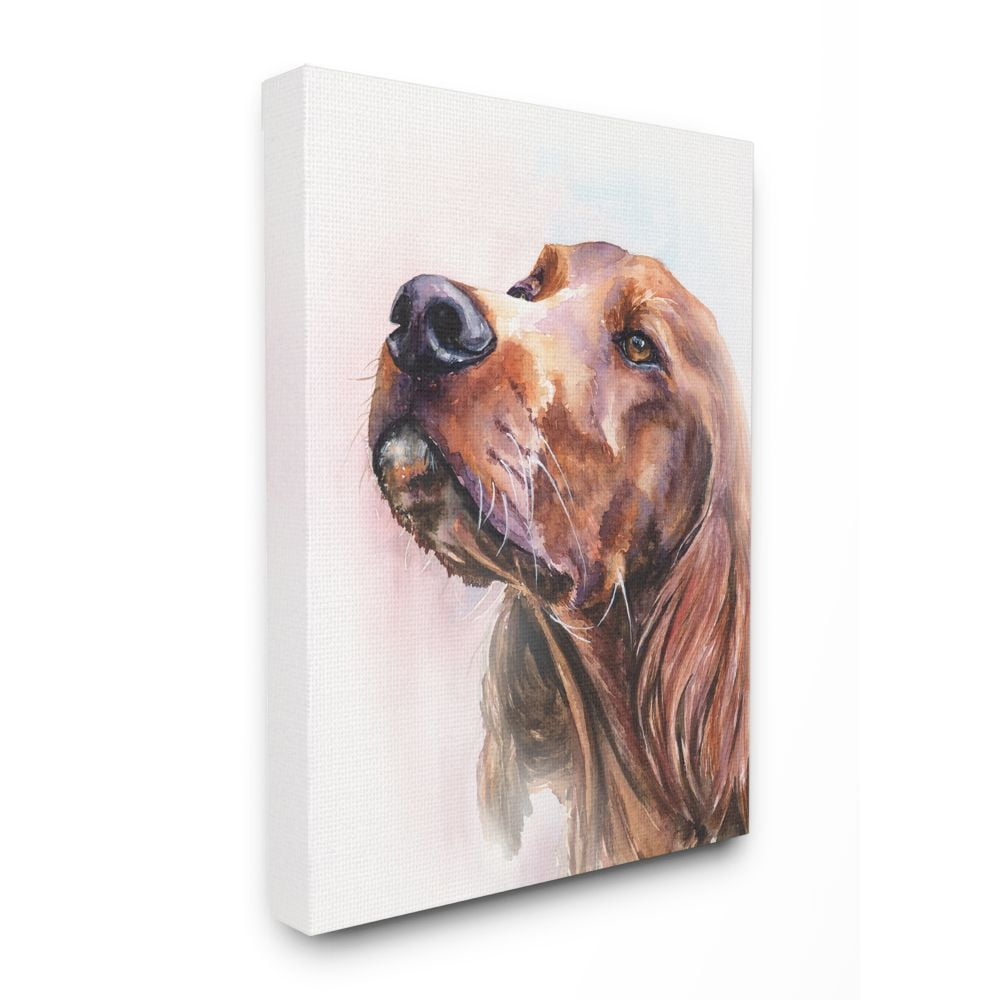 Stupell Industries Irish Setter Dog Pet Animal Watercolor Painting Canvas Wall Art by George Dyachenko